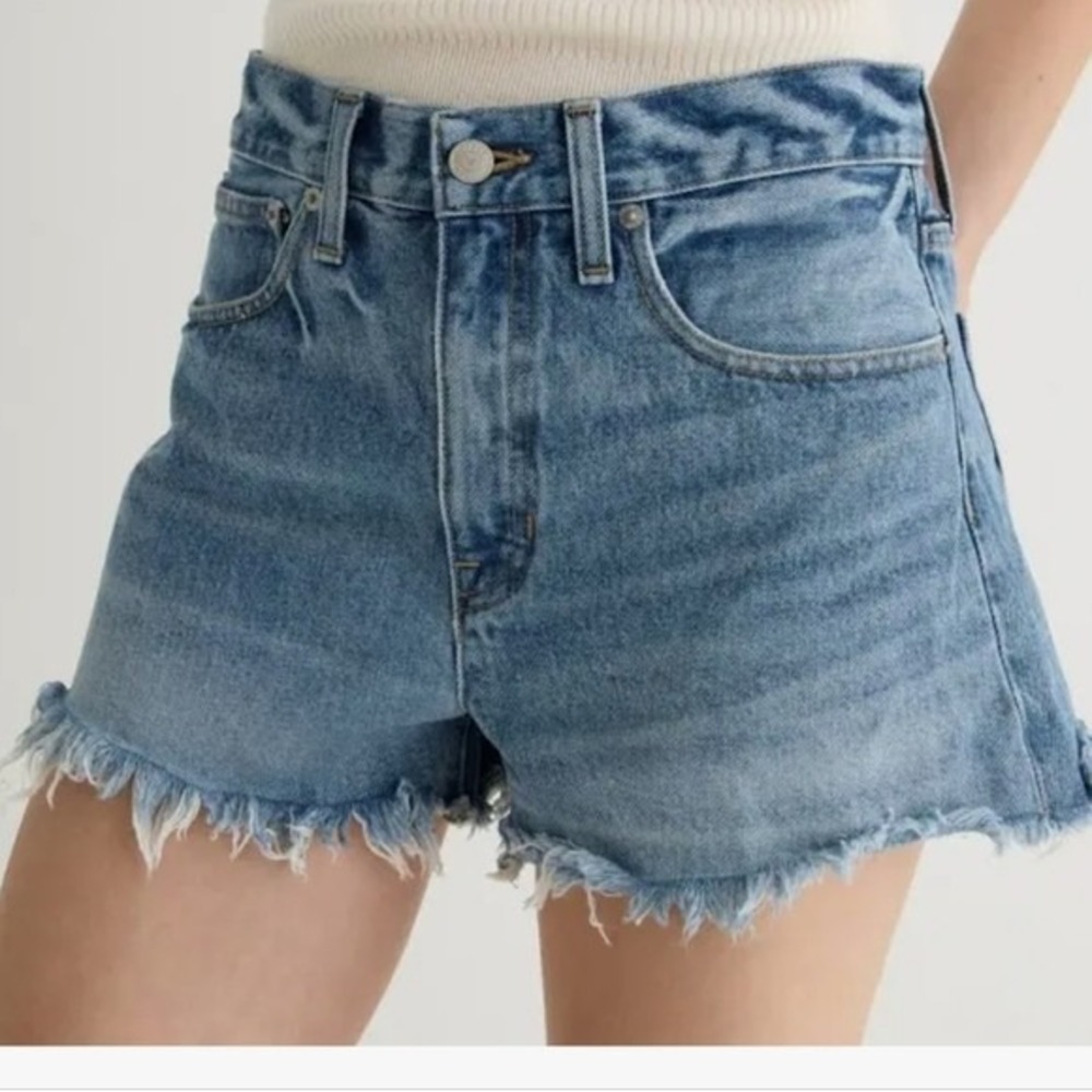 RE-IMAGINED BY J CREW‎ high rise whiskered denim cut off shorts Womens 30